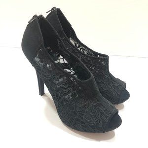 elle women's pumps black lace heels size 10
